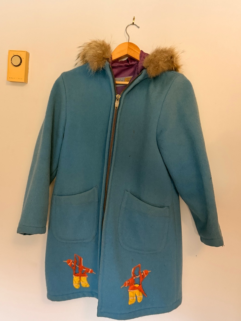 Vintage Inuvik Wool Arctic Parka with fur trim and cover size 12